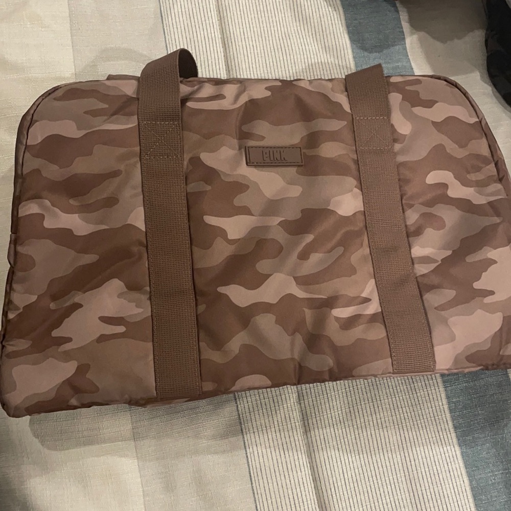 Pink duffel bag